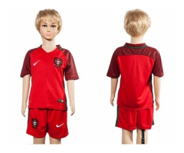 Portugal Blank Home Kid Soccer Country Jersey