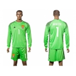 Russia #1 Akinfeev Green Goalkeeper Long Sleeves Soccer Country Jersey