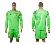 Russia #1 Akinfeev Green Goalkeeper Long Sleeves Soccer Country Jersey