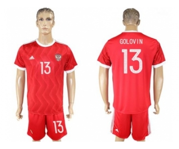 Russia #13 Golovin Federation Cup Home Soccer Country Jersey