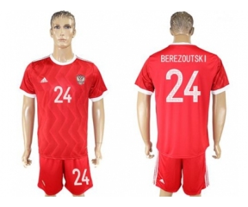 Russia #24 Berezoutski Federation Cup Home Soccer Country Jersey