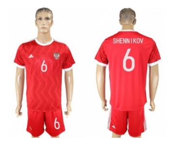 Russia #6 Shennikov Federation Cup Home Soccer Country Jersey