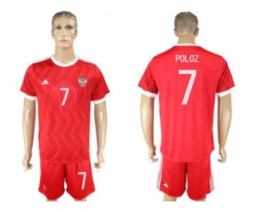 Russia #7 Poloz Federation Cup Home Soccer Country Jersey