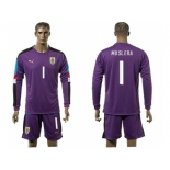 Uruguay #1 Muslera Purple Long Sleeves Soccer Country Jersey