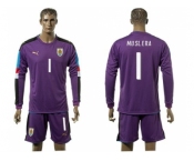 Uruguay #1 Muslera Purple Long Sleeves Soccer Country Jersey