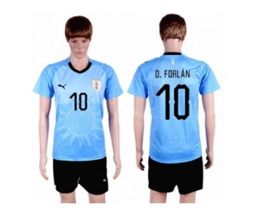 Uruguay #10 D.Forlan Home Soccer Country Jersey