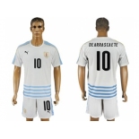 Uruguay #10 Dearrascaete Away Soccer Country Jersey