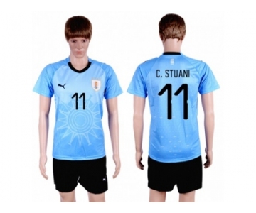 Uruguay #11 C.Stuani Home Soccer Country Jersey