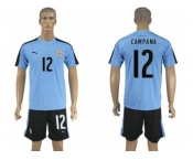 Uruguay #12 Campana Home Soccer Country Jersey