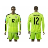 Uruguay #12 Campana Shiny Green Long Sleeves Soccer Country Jersey