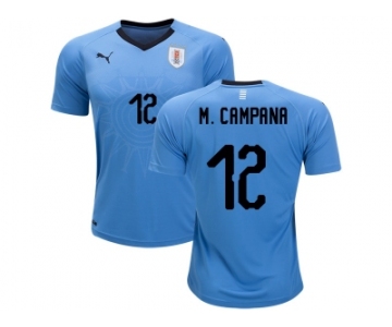 Uruguay #12 M.Campana Home Soccer Country Jersey