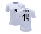 Uruguay #14 Lodeiro Away Soccer Country Jersey