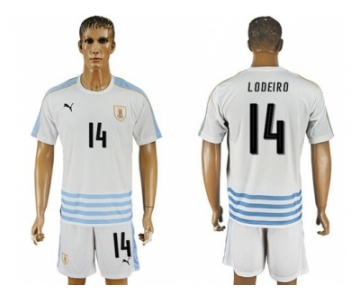 Uruguay #14 Lodeiro Away Soccer Country Jersey