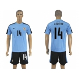 Uruguay #14 Lodeiro Home Soccer Country Jersey