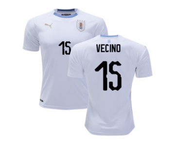 Uruguay #15 Vecino Away Soccer Country Jersey