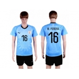 Uruguay #16 M.Pereira Home Soccer Country Jersey