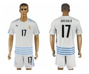 Uruguay #17 Arevalo Away Soccer Country Jersey