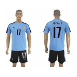 Uruguay #17 Arevalo Home Soccer Country Jersey