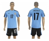 Uruguay #17 Arevalo Home Soccer Country Jersey