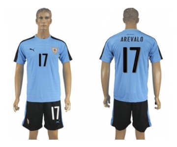 Uruguay #17 Arevalo Home Soccer Country Jersey