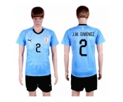 Uruguay #2 J.M.Gimenez Home Soccer Country Jersey