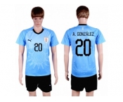 Uruguay #20 A.Gonzalez Home Soccer Country Jersey