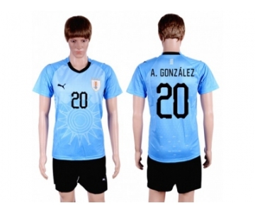 Uruguay #20 A.Gonzalez Home Soccer Country Jersey