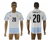 Uruguay #20 Gonzalez Away Soccer Country Jersey1