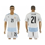 Uruguay #21 Cavani Away Soccer Country Jersey