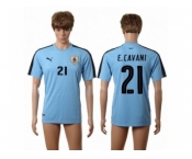 Uruguay #21 E.Cavani Home Soccer Country Jersey1