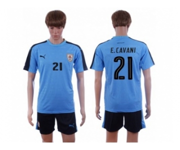 Uruguay #21 E.Cavani Home Soccer Country Jersey