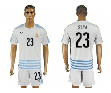 Uruguay #23 Silva Away Soccer Country Jersey