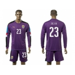 Uruguay #23 Silva Purple Long Sleeves Soccer Country Jersey