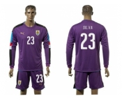 Uruguay #23 Silva Purple Long Sleeves Soccer Country Jersey