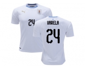 Uruguay #24 Varela Away Soccer Country Jersey