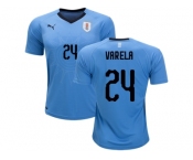 Uruguay #24 Varela Home Soccer Country Jersey