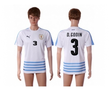 Uruguay #3 D.Godin Away Soccer Country Jersey