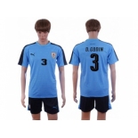 Uruguay #3 D.Godin Home Soccer Country Jersey