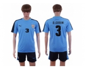 Uruguay #3 D.Godin Home Soccer Country Jersey