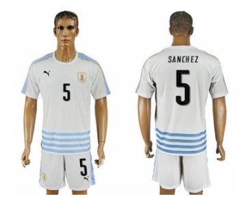 Uruguay #5 Sanchez Away Soccer Country Jersey