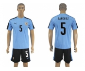 Uruguay #5 Sanchez Home Soccer Country Jersey