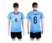 Uruguay #6 A.Pereira Home Soccer Country Jersey