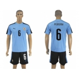 Uruguay #6 Pereira Home Soccer Country Jersey