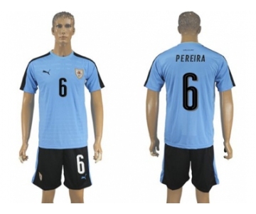 Uruguay #6 Pereira Home Soccer Country Jersey