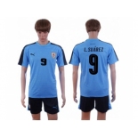 Uruguay #9 L.Suarez Home Soccer Country Jersey