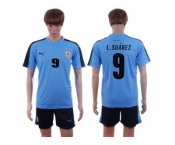 Uruguay #9 L.Suarez Home Soccer Country Jersey