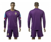 Uruguay Blank Purple Long Sleeves Soccer Country Jersey