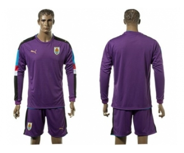 Uruguay Blank Purple Long Sleeves Soccer Country Jersey