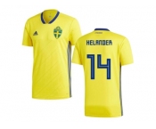 Sweden #14 Helander Home Soccer Country Jersey