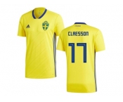 Sweden #17 Claesson Home Soccer Country Jersey